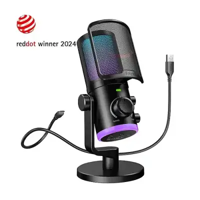 FIFINE AmpliGame AM6 Condenser Mic with Game/MIX RGB Microphone